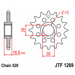 Pignon JT SPROCKETS acier standard 1269 - 520