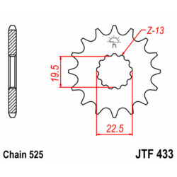 Pignon JT SPROCKETS acier standard 433 - 520