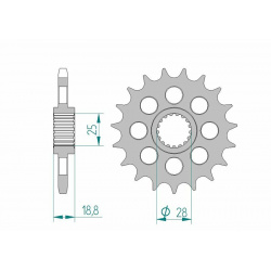 Pignon AFAM acier standard 61602 - 525