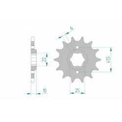 Pignon AFAM acier standard 20508 - 520