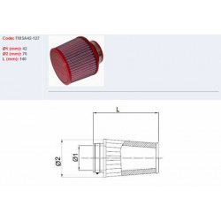 Filtre à air BMC conique Ø42mm - FMSA42-127