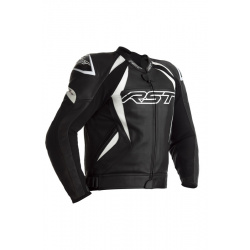 Blouson RST Tractech EVO 4 CE cuir - noir bandes blanches taille 4XL