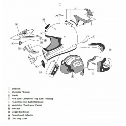 Ventilation supérieure centrale ARAI MX-V Bogle Blue casque off road