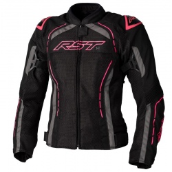 Veste femme RST S1 Mesh CE textile - noir/rose fluo taille XS