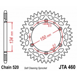 Couronne JT SPROCKETS aluminium Ultra-Light anti-boue 460 - 520