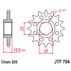 Pignon JT SPROCKETS acier anti-bruit 704 - 525