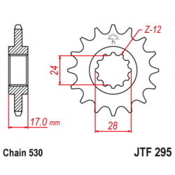 Pignon JT SPROCKETS acier anti-bruit 295 - 525