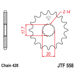 Pignon JT SPROCKETS acier anti-bruit 558 - 428