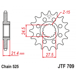 Pignon JT SPROCKETS acier anti-bruit 709 - 525