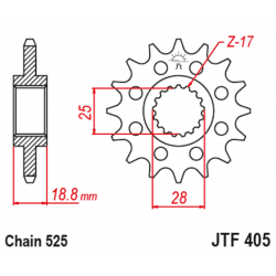 Pignon JT SPROCKETS acier anti-bruit 405 - 525