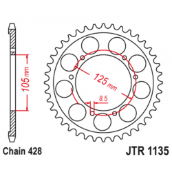 Couronne JT SPROCKETS acier standard 1135 - 428