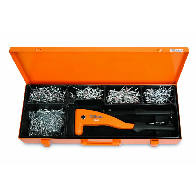 Pince à riveter BETA TOOLS avec assortiment de 700 rivets en aluminium