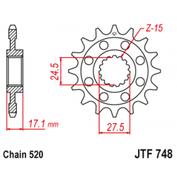 Pignon JT SPROCKETS acier anti-bruit - 520