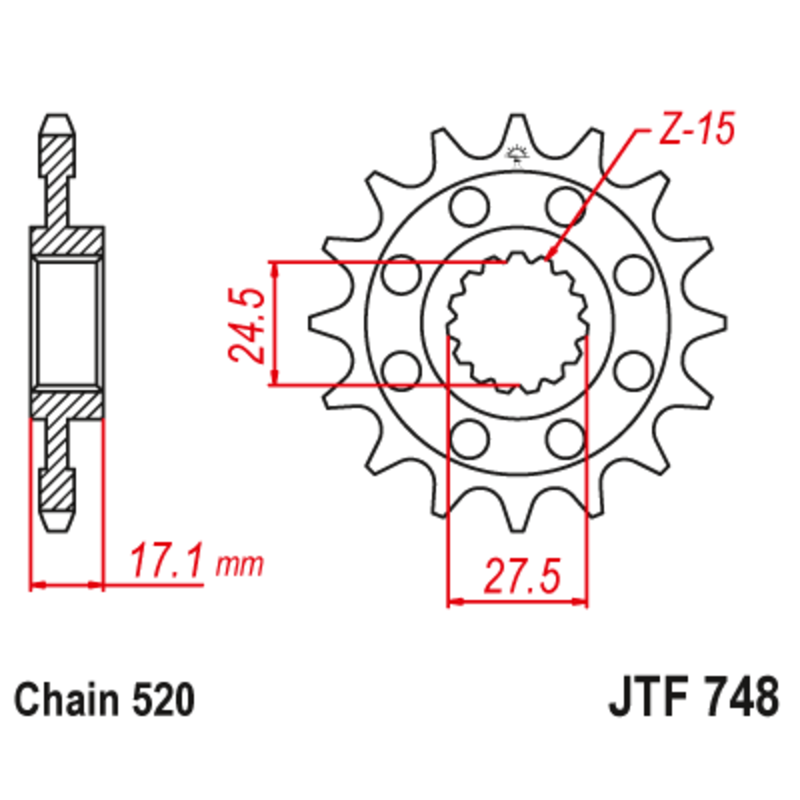 Pignon JT SPROCKETS acier anti-bruit - 520
