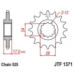 Pignon JT SPROCKETS acier anti-bruit 1371 - 525