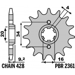 Pignon PBR acier standard - 428