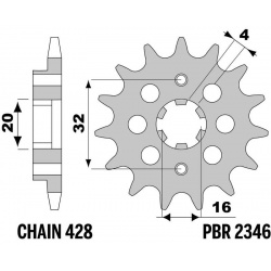 Pignon PBR acier standard - 428