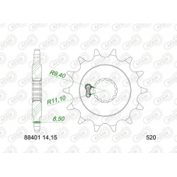 Pignon AFAM acier standard - 520