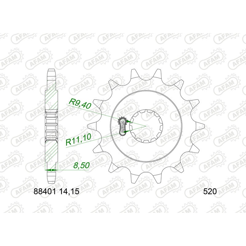 Pignon AFAM acier standard - 520