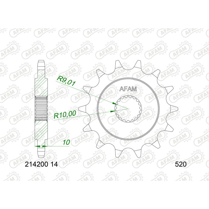 Pignon AFAM acier standard - 520